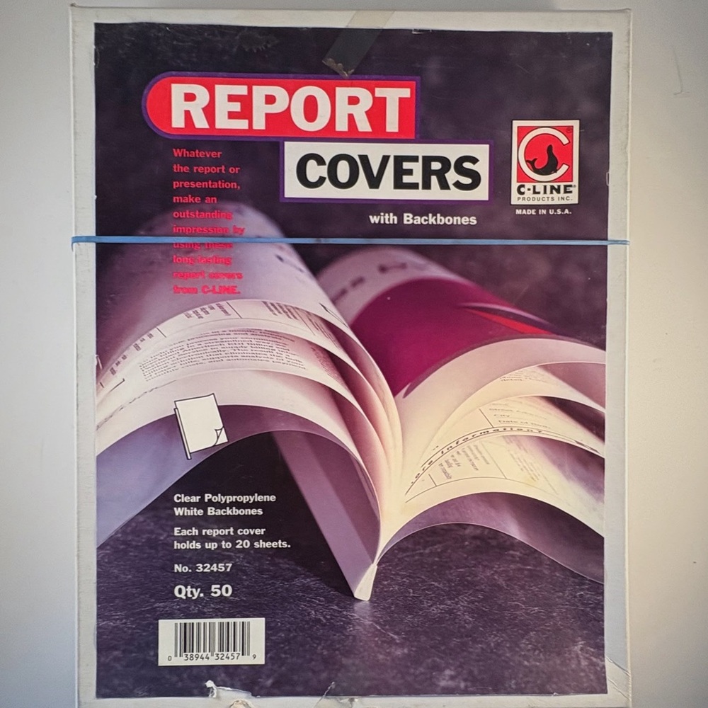 C-line Clear Report Covers White Binding Bars Letter 8-1/2" x 11" 32457 Open 37